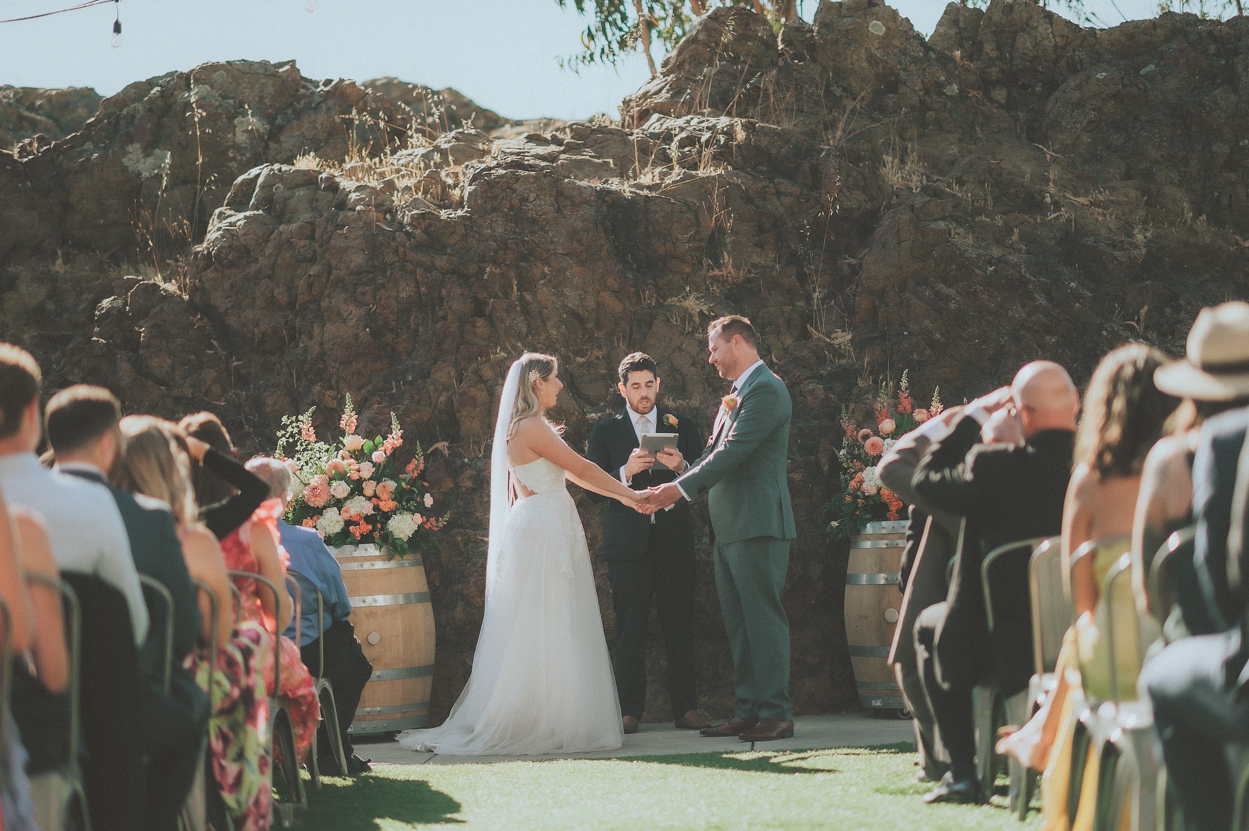 Bride and Groom Recite Vows at SLO Brew Rock