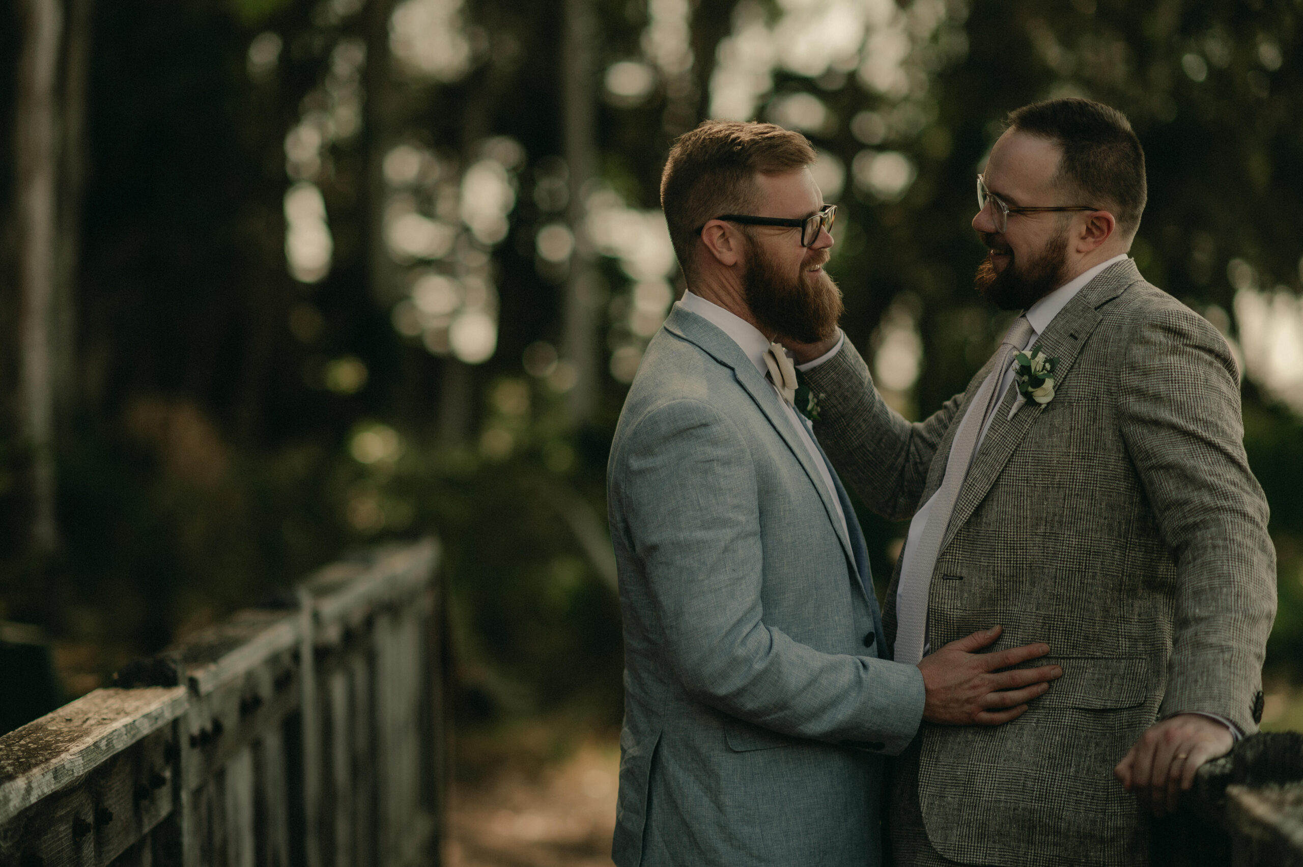 Austen and John share a quiet emotional portrait in the trees
